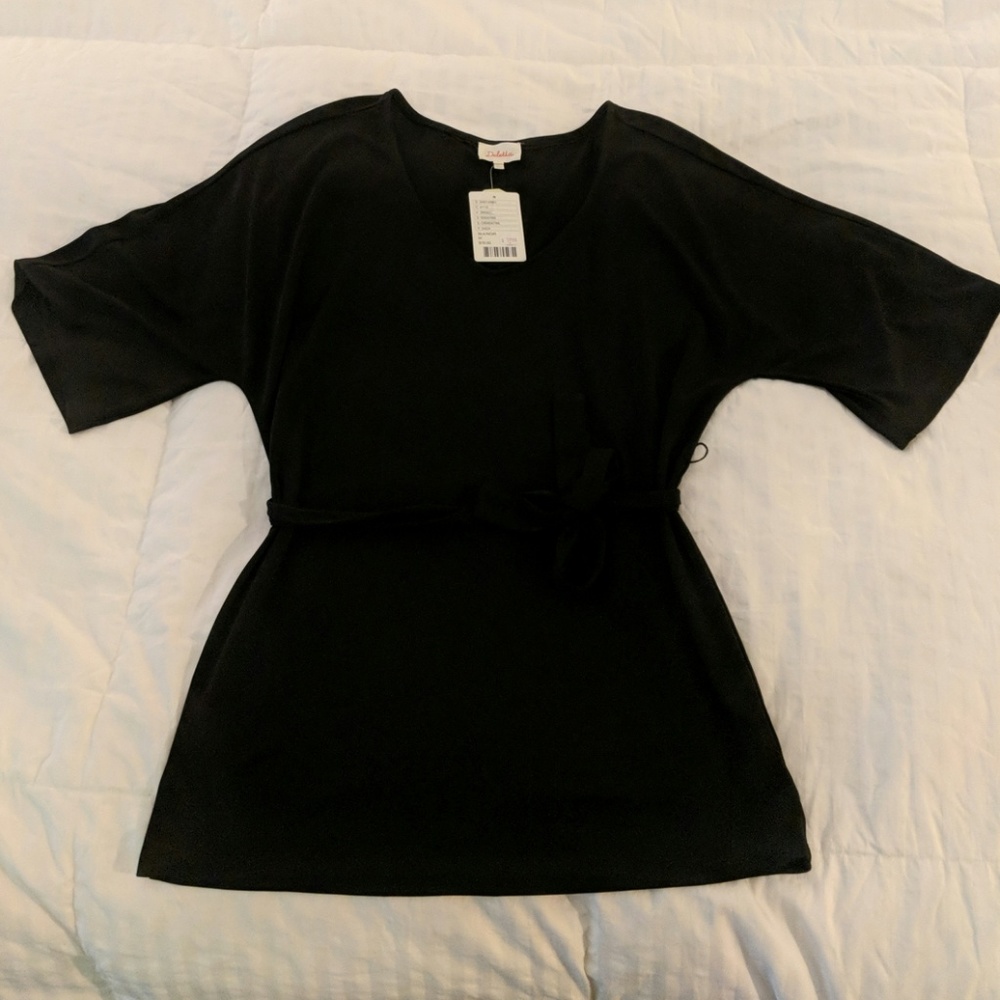 Anthro black jersey tie top